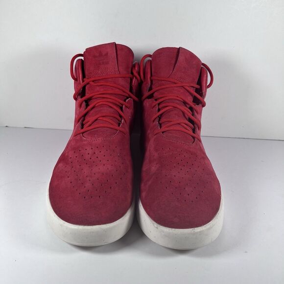 Adidas Tubular Invader Mid Red Suede Lace Up Athletic Shoes Men's Size 10 - Picture 2 of 11